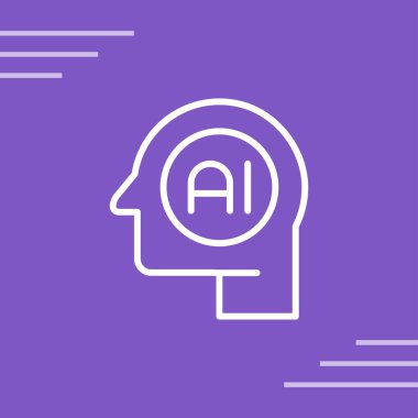 Yapay Zeka web simgesi, basit vektör illüstrasyonu