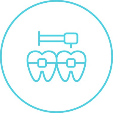 Diş matkabı olan dişler basit simge, web illüstrasyonu