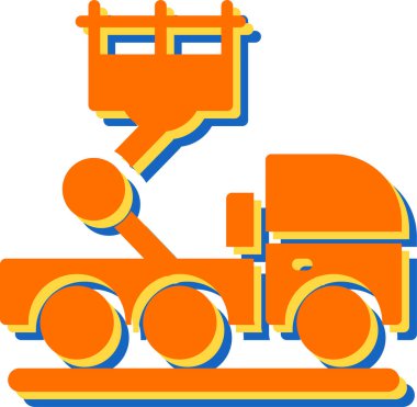 Merdiven Kamyonu Simgesi. Beyaz Arkaplanda Doğrusal Tasarım İzole Edildi