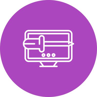 Masaüstü bilgisayar simgesi, vektör illüstrasyonu basit tasarım