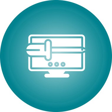 Masaüstü bilgisayar simgesi, vektör illüstrasyonu basit tasarım