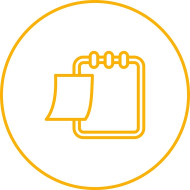 Yapışkan not simgesiyle not defteri yazılıyor. vektör illüstrasyonu  