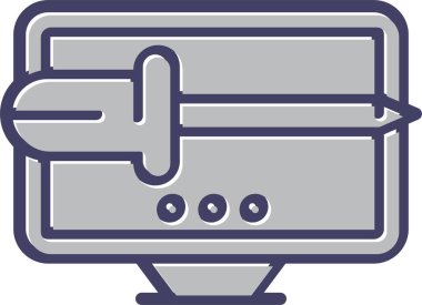 Masaüstü bilgisayar simgesi, vektör illüstrasyonu basit tasarım