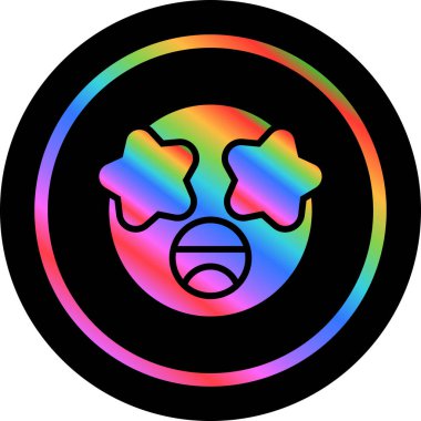 yıldız gözleri emoji simgesi, vektör illüstrasyonuyla karşı karşıya 