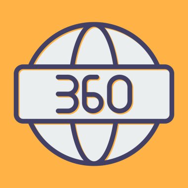 360 Derece sembolü, ağ simgesi, vektör illüstrasyonu 