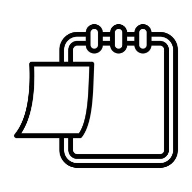 Yapışkan not simgesiyle not defteri yazılıyor. vektör illüstrasyonu  