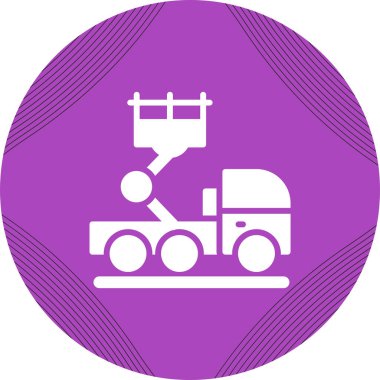 Merdiven Kamyonu Simgesi. Beyaz Arkaplanda Doğrusal Tasarım İzole Edildi