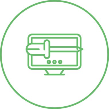 Masaüstü bilgisayar simgesi, vektör illüstrasyonu basit tasarım