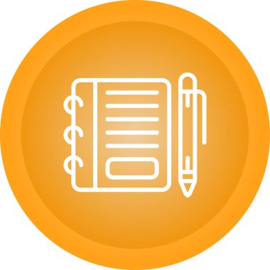 kalem simgesi, vektör illüstrasyonlu not defteri  