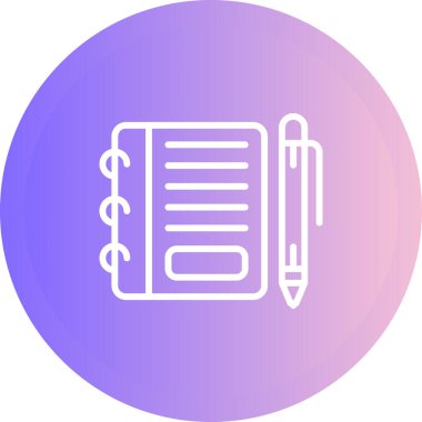 kalem simgesi, vektör illüstrasyonlu not defteri  