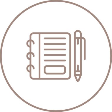 kalem simgesi, vektör illüstrasyonlu not defteri  