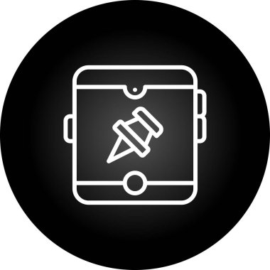 Tablet simgesi, sosyal medya, Instagram pin sembolü, vektör illüstrasyonlu raptiye 