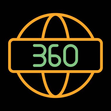 360 Derece sembolü, ağ simgesi, vektör illüstrasyonu 