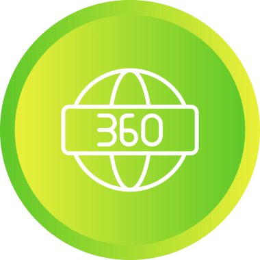 360 Derece sembolü, ağ simgesi, vektör illüstrasyonu 