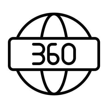 360 Derece sembolü, ağ simgesi, vektör illüstrasyonu 