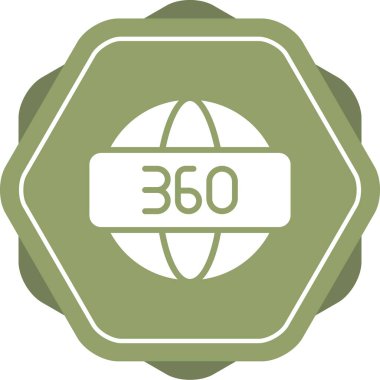 360 Derece sembolü, ağ simgesi, vektör illüstrasyonu 