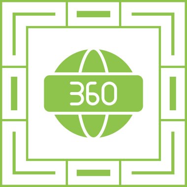 360 Derece sembolü, ağ simgesi, vektör illüstrasyonu 