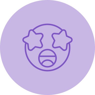 yıldız gözleri emoji simgesi, vektör illüstrasyonuyla karşı karşıya 