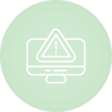 Siber risk işareti web simgesine sahip bilgisayar monitörü basit tasarım