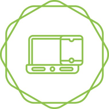 Laptop web simgesine sahip akıllı telefon, basit illüstrasyon 