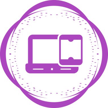 Laptop web simgesine sahip akıllı telefon, basit illüstrasyon 