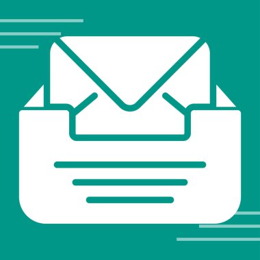 Zarf web simgesi içeren gelen kutusu, basit illüstrasyon