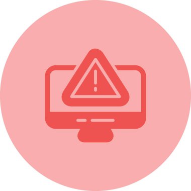 Siber risk işareti web simgesine sahip bilgisayar monitörü basit tasarım