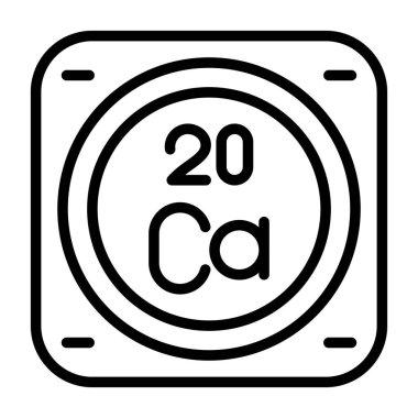 Ca, Kalsiyum element vektör simgesi, periyodik tablo elementi. Vektör çizimi. Beyaz arkaplanda izole