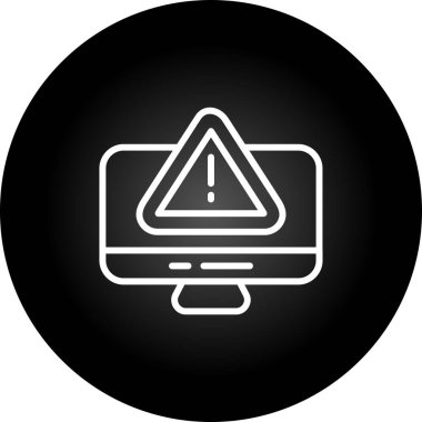 Siber risk işareti web simgesine sahip bilgisayar monitörü basit tasarım