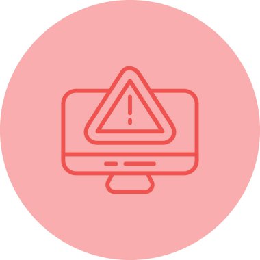 Siber risk işareti web simgesine sahip bilgisayar monitörü basit tasarım