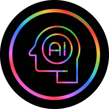 Yapay Zeka web simgesi, basit vektör illüstrasyonu