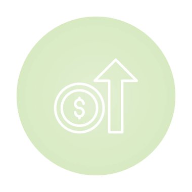 Ok simgesi ve vektör illüstrasyonlu dolar