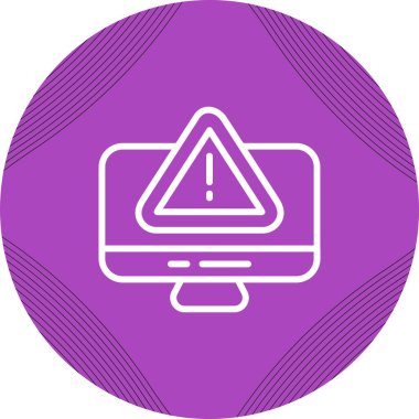 Siber risk işareti web simgesine sahip bilgisayar monitörü basit tasarım