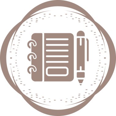 kalem simgesi, vektör illüstrasyonlu not defteri  