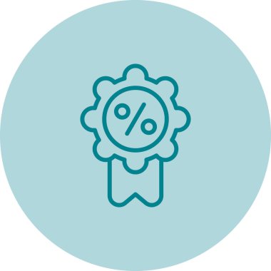 Rozet Yüzdesi simgesi ana hatları vektörü 