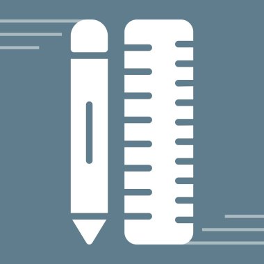 Cetvelli kalem. Web simgesi basit illüstrasyon