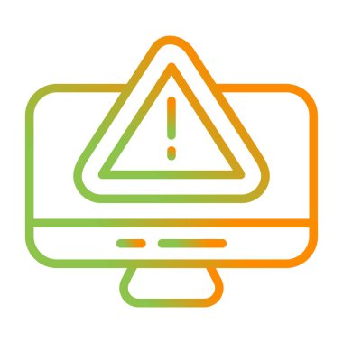 Siber risk işareti web simgesine sahip bilgisayar monitörü basit tasarım