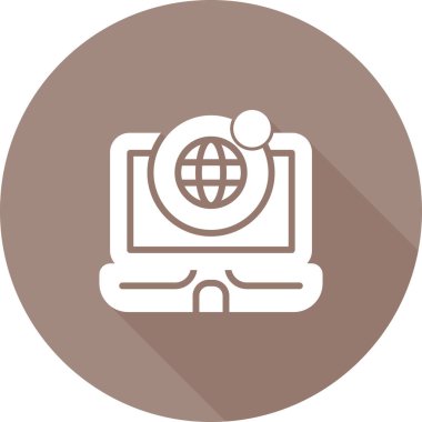 küre işareti olan dizüstü bilgisayar simgesi, vektör illüstrasyonu basit tasarım