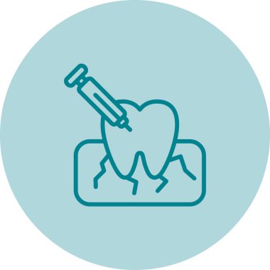 Diş bakımı. Web simgesi basit illüstrasyon, şırıngalı diş