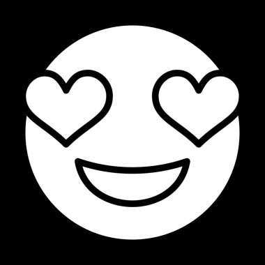 Kalp ikonu vektör illüstrasyonlu mutlu yüz 