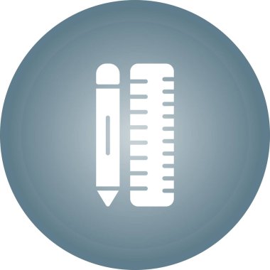 Cetvelli kalem. Web simgesi basit illüstrasyon