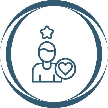 Kalp ikonu olan favori kişi, vektör illüstrasyonu 