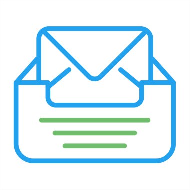 Zarf web simgesi içeren gelen kutusu, basit illüstrasyon