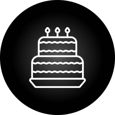 Doğum günü pastası simgesi, basit vektör illüstrasyonu 