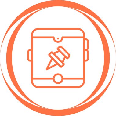 Tablet simgesi, sosyal medya, Instagram pin sembolü, vektör illüstrasyonlu raptiye 