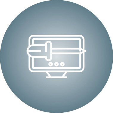 Masaüstü bilgisayar simgesi, vektör illüstrasyonu basit tasarım