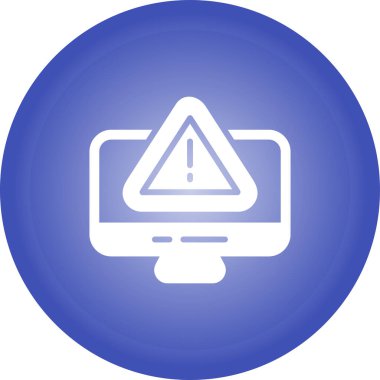 Siber risk işareti web simgesine sahip bilgisayar monitörü basit tasarım