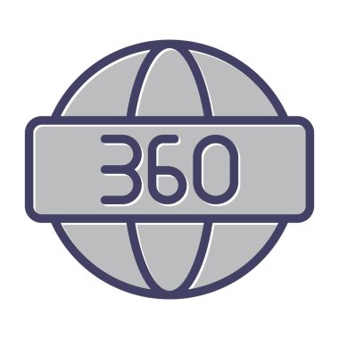 360 Derece sembolü, ağ simgesi, vektör illüstrasyonu 
