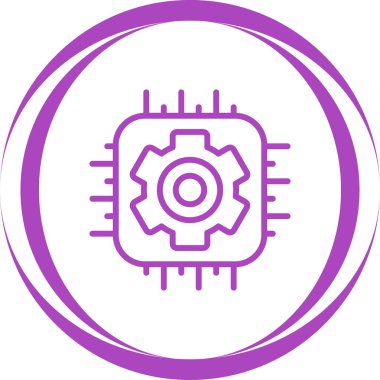 Bilgisayar ve akıllı telefon simgesi için düz bir işlemci. İzole edilmiş arkaplanda işlemci yonga vektör çizimi. Mikroçip imzalama iş kavramı.