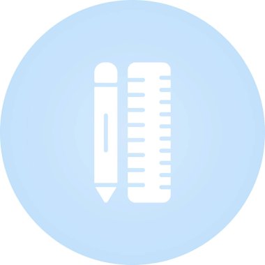 Cetvelli kalem. Web simgesi basit illüstrasyon